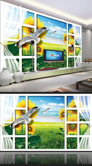 3D电视墙装饰画图片下载