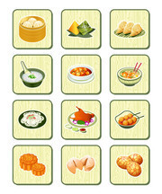 中华传统小吃矢量图标
