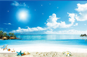 蓝色沙滩背景图片