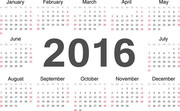 简洁2016英文日历表