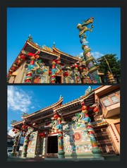 泰国寺庙龙柱摄影图片