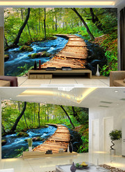 3D山林风景电视背景墙图片