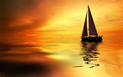 夕阳下的帆船