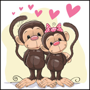 卡通猴子情侣图片