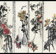 花卉四条屏装饰画图片