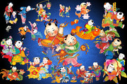 中国娃娃年画图片素材