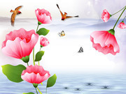 粉红花朵背景装饰画