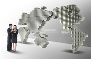 3D立体世界地图商务海报