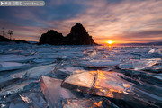 冰海夕阳风景图片