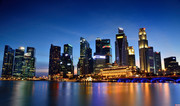新加坡海湾城市夜景图片