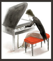 弹钢琴手绘图片素材
