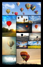 热气球与自然风景图片素材