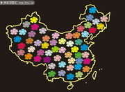 中国地图五十六个名族五十六朵花矢量图片