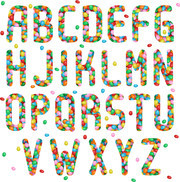 糖豆组成的彩色英文字母图片