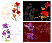 抽象水彩玫瑰花花朵矢量