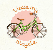 卡通自行车插画素材