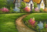 花园风景油画装饰图片素材