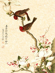 中国风花鸟画背景