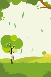 清新绿色植树节插画背景图片