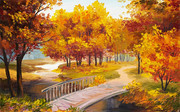 秋天风景油画装饰图片下载