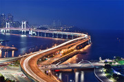 城市夜景跨海大桥高清图片