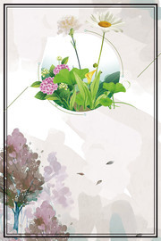 手绘花朵春天背景设计素材