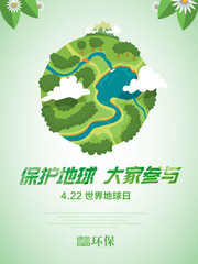 世界地球日环保宣传海报