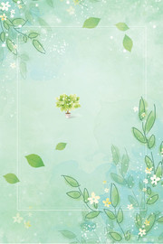 手绘绿色植物插画背景图片素材
