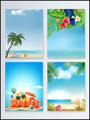 蓝色夏季海滩旅游广告背景