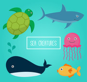 卡通海洋动物矢量图片素材