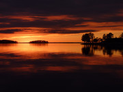 湖畔夕陽黃昏美景圖片