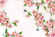 桃唯美桃花壁紙背景墻裝飾圖片