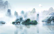 唯美中国山水风景电视墙图片