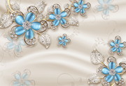 蓝色珠宝花壁画装饰