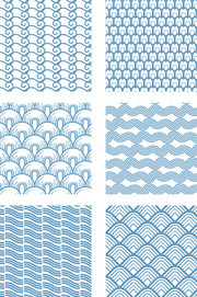 海浪花紋圖案矢量素材