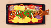 烤鱼美食插画图片