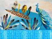 时尚羽毛孔雀壁画图片