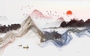 中式山水抽象装饰画图片