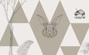 手绘兔子三角形简约背景墙