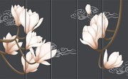 手繪玉蘭中式背景墻裝飾畫圖片