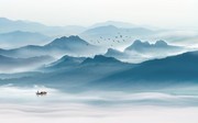 古风中国风山水画壁画图片