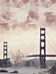金门大桥驳油画装饰图片素材