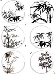 手繪中國風植物竹子竹葉裝飾元素