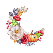 感恩节南瓜花卉边框图片下载