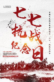 七七抗战纪念日海报图片