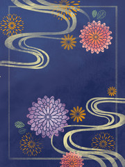 手绘菊花复古中国风背景图片