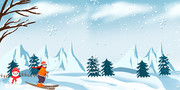 冬天雪地风景插画图片