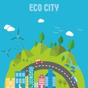 绿色城市新能源插画矢量素材