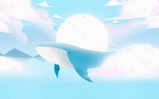 唯美鲸鱼梦幻蓝色天空背景
