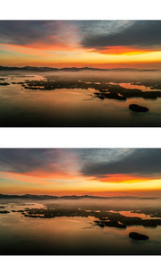 湖上彩霞风景唯美自然风景图片素材